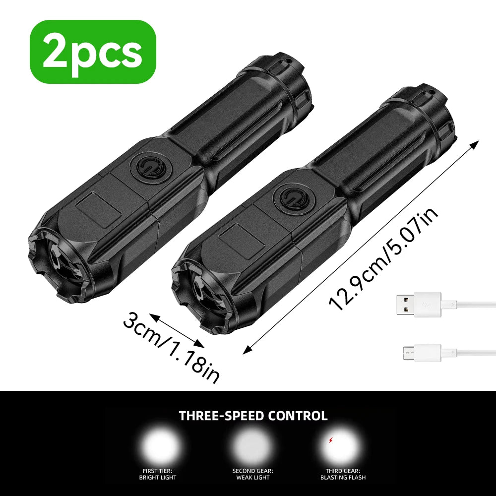 Mini COB Nøgleringslygte | 4 Lysindstillinger | Magnetfod & Stativ | USB Genopladelig Nødlommelygte