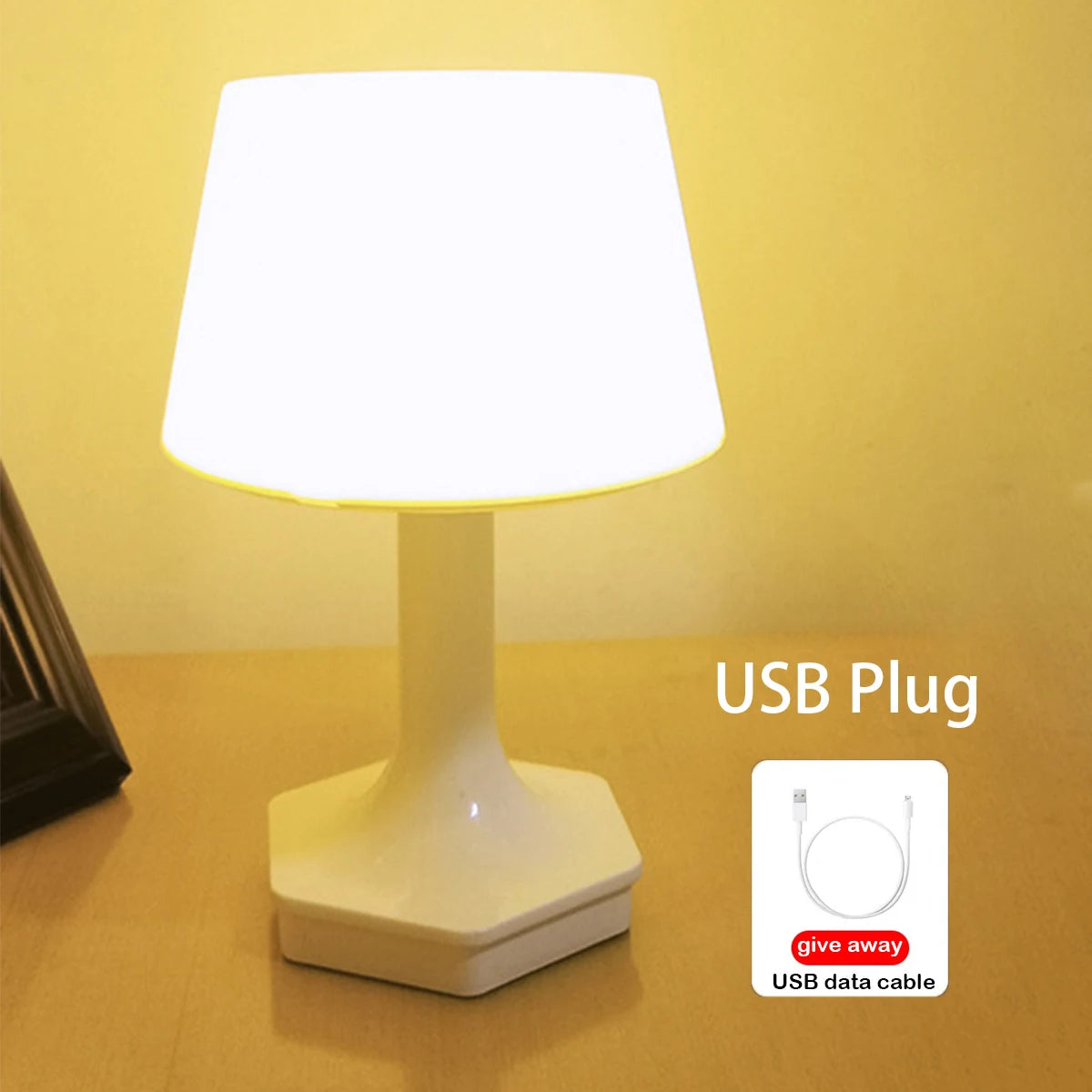 LED Øjenbeskyttende Bordlampe | USB Natlampe med 2 Lysfarver til Soveværelse & Studie