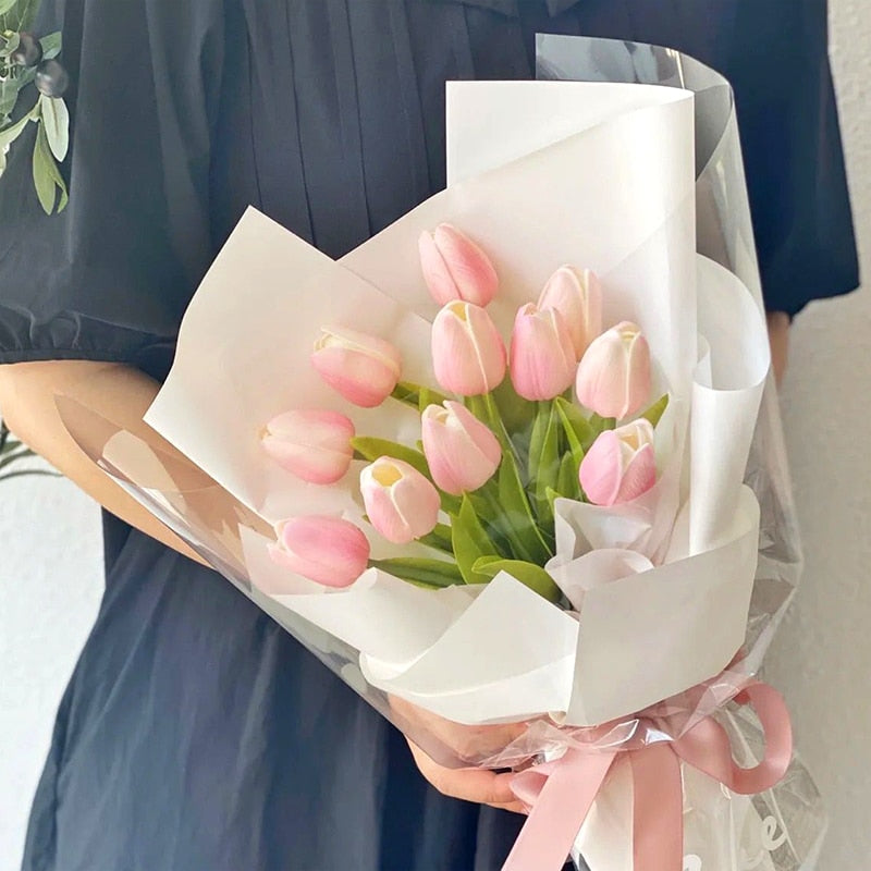 Kunstige Tulipaner Buket i Høj Kvalitet – Realistiske Falske Blomster til Bryllupper og Indretning-5