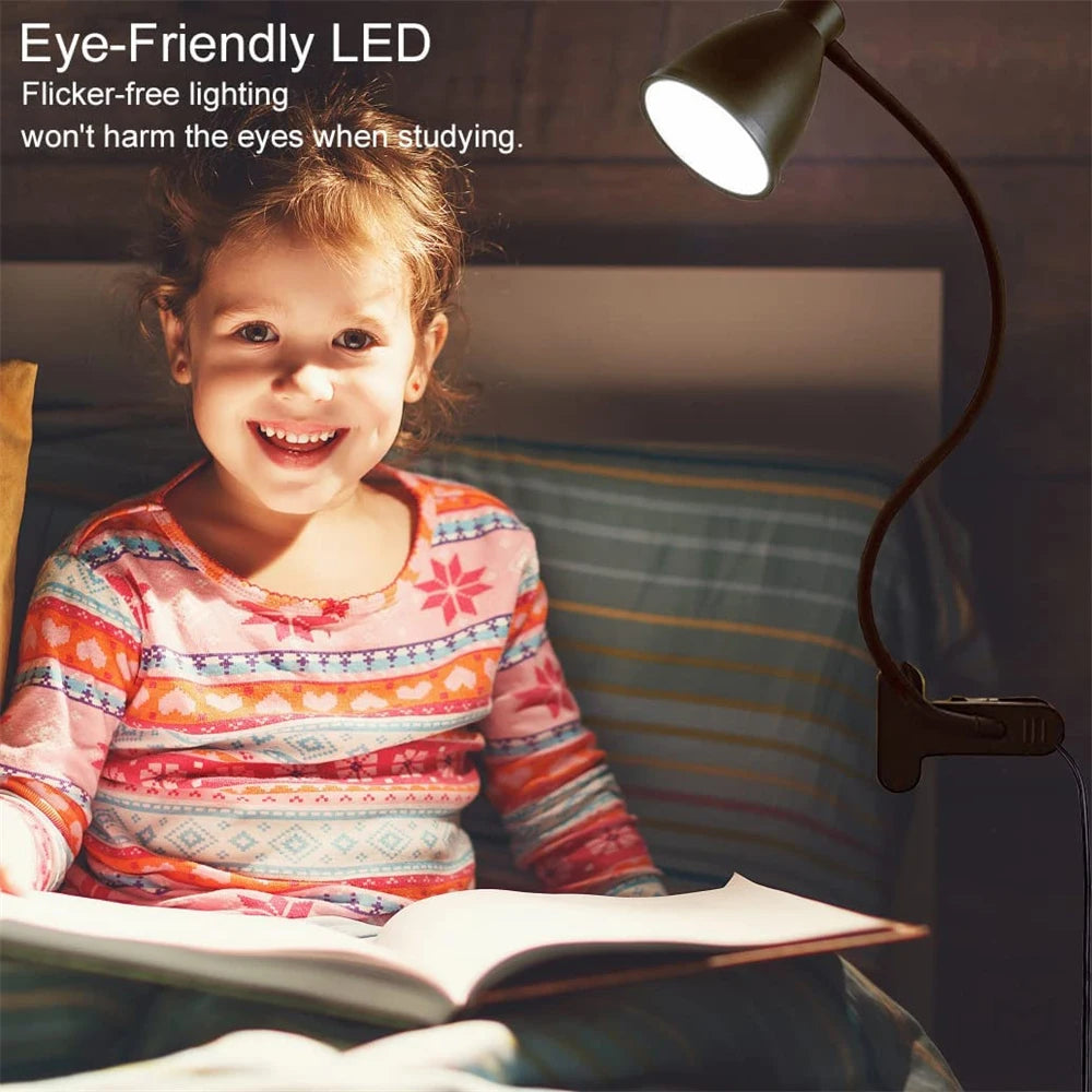 38 LED Bureaulamp | Clip-on Boglamp Med Timer & Øjenbeskyttelse