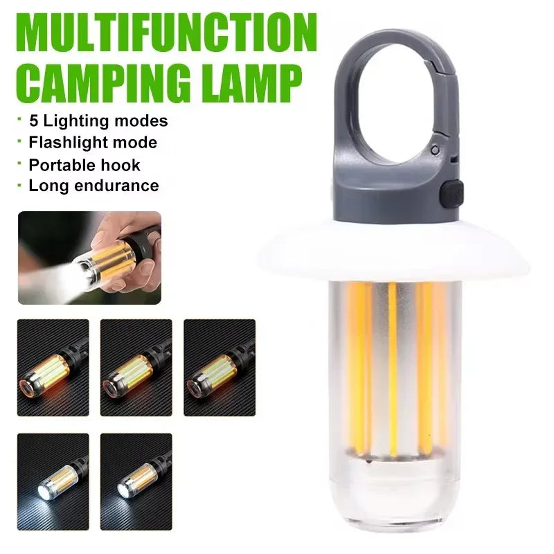 Camping Lanterne 10W | USB Opladbar | 1800mAh Batteri | COB + LED | Hængende & Magnetisk