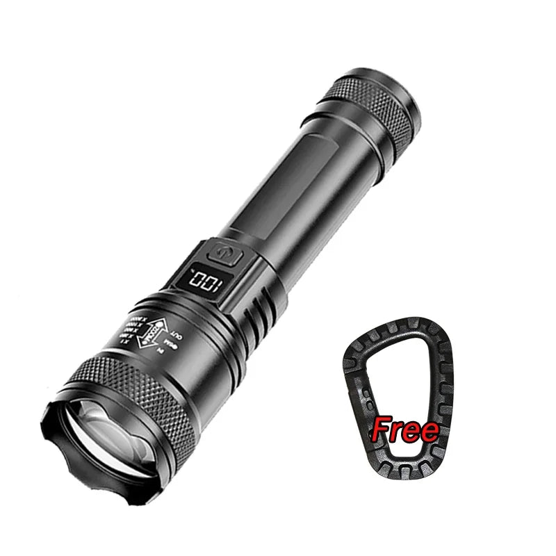 Super Bright LED Lommelygte | 1.600.000 LM | USB Genopladelig | Vandtæt & Lang Rækkevidde | Taktisk Lanterne til Outdoor