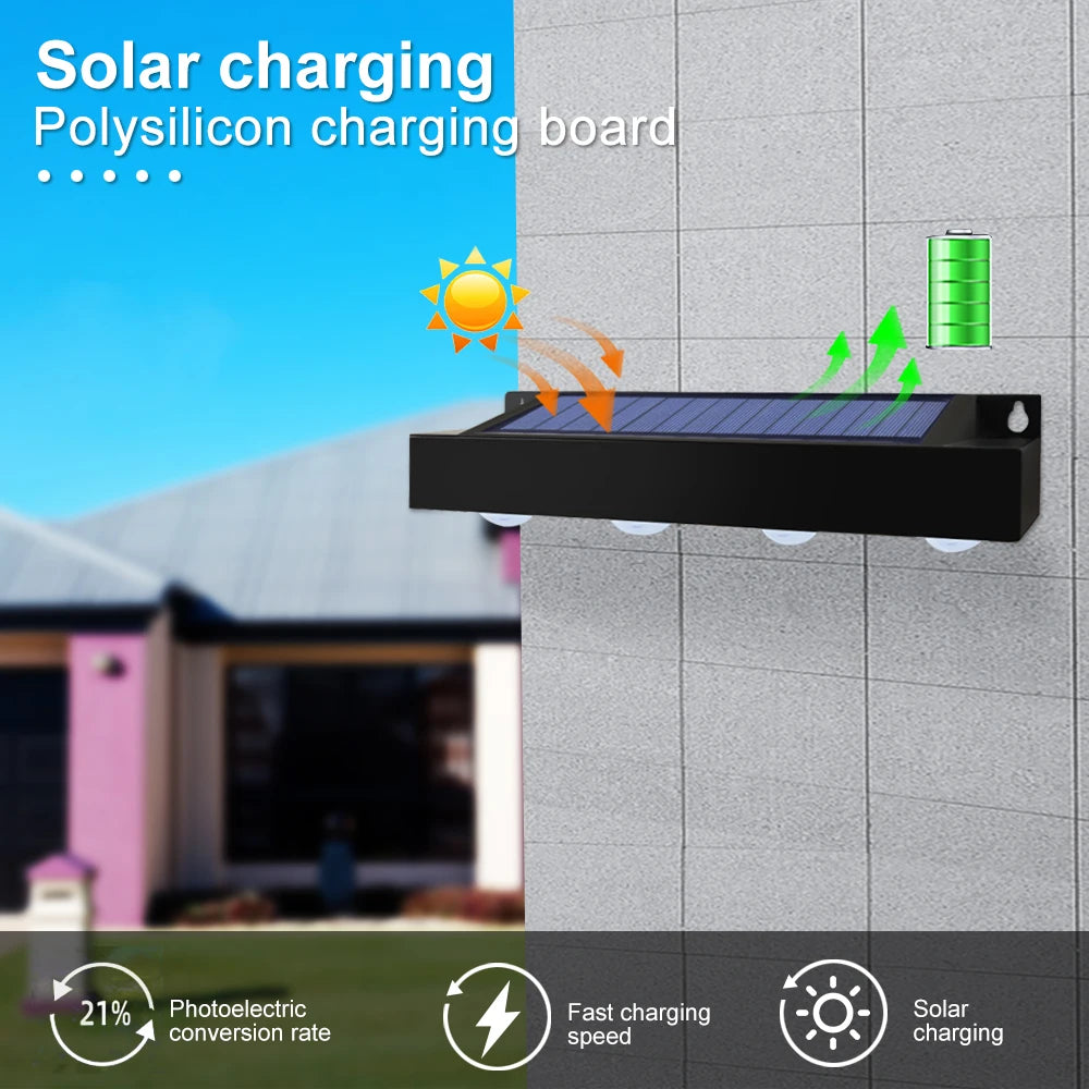 Vandtæt Solcellehavebelysning med 4/6/8 LED – Effektiv Udendørs Belysning til Have og Terrasse-4