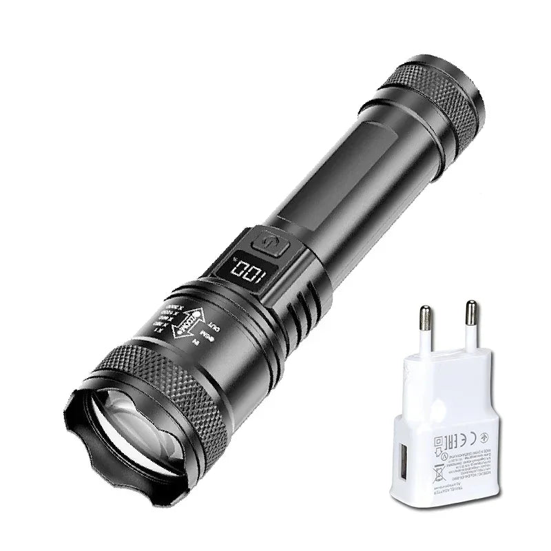 Super Bright LED Lommelygte | 1.600.000 LM | USB Genopladelig | Vandtæt & Lang Rækkevidde | Taktisk Lanterne til Outdoor