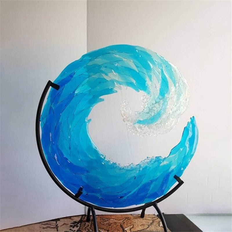 Elegant Oceangolf Skulptur i Klart Glas – Håndlavet Hjemmedekoration med Lysrefleksion, 12,7 cm, 20,32 cm, 30,48 cm-3