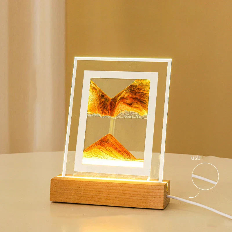 SandLume - Sand Art LED-bordlampe - kviksandsbevægelse, kunstnerisk boligindretning