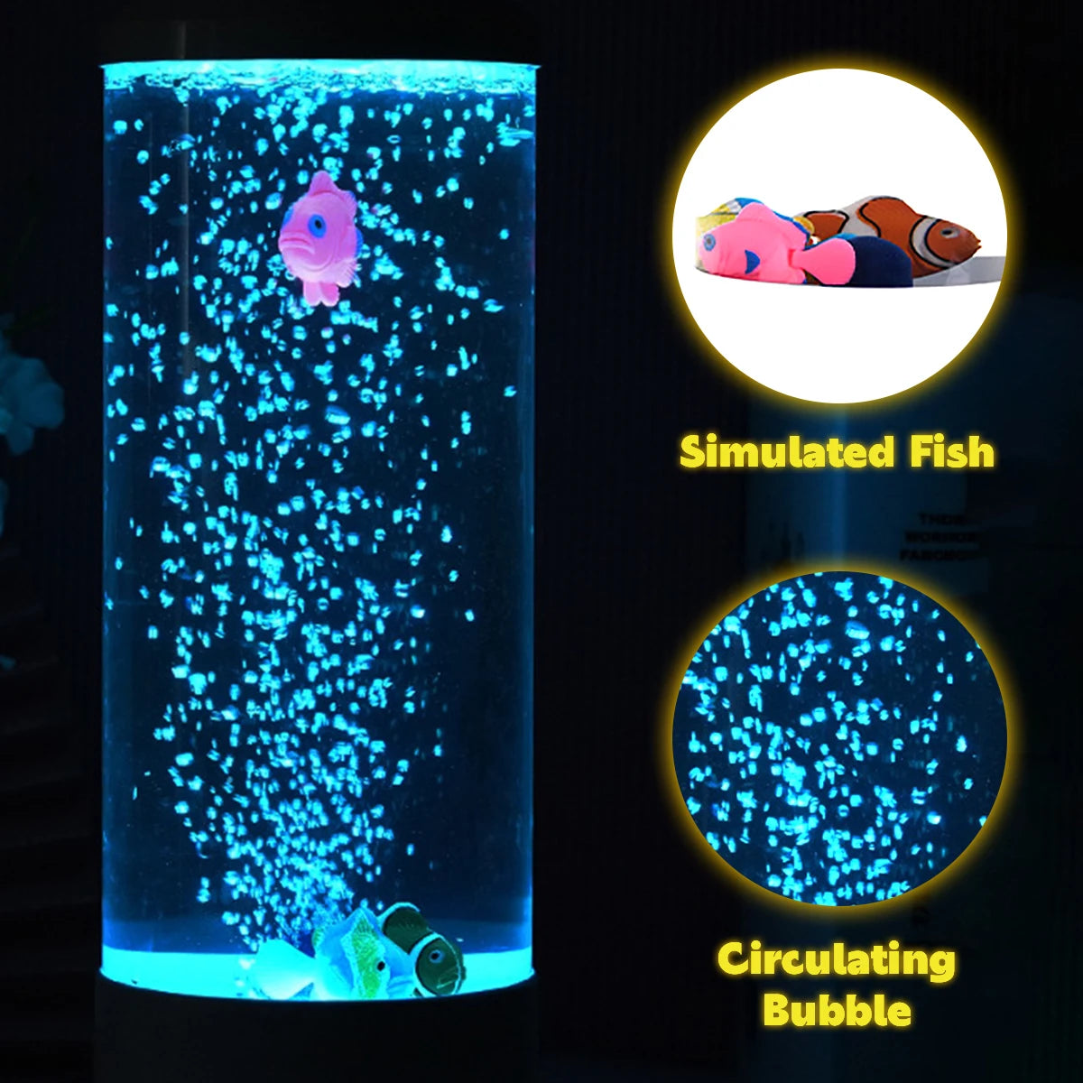 LED Fiskelampe | Multicolor Skift | Simuleret Akvarium Boble | Natlampe & Borddekoration