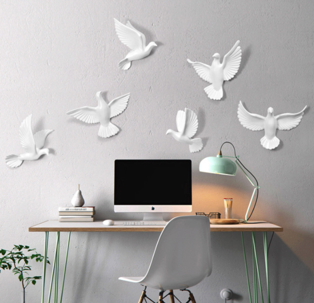 OceanicArt - Måge vægdekoration - sæt med 6 stk.