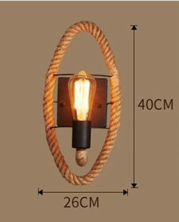 TwineLuxe - Vintage Rope Wall Light - Jern- og rebdesign i industriel stil