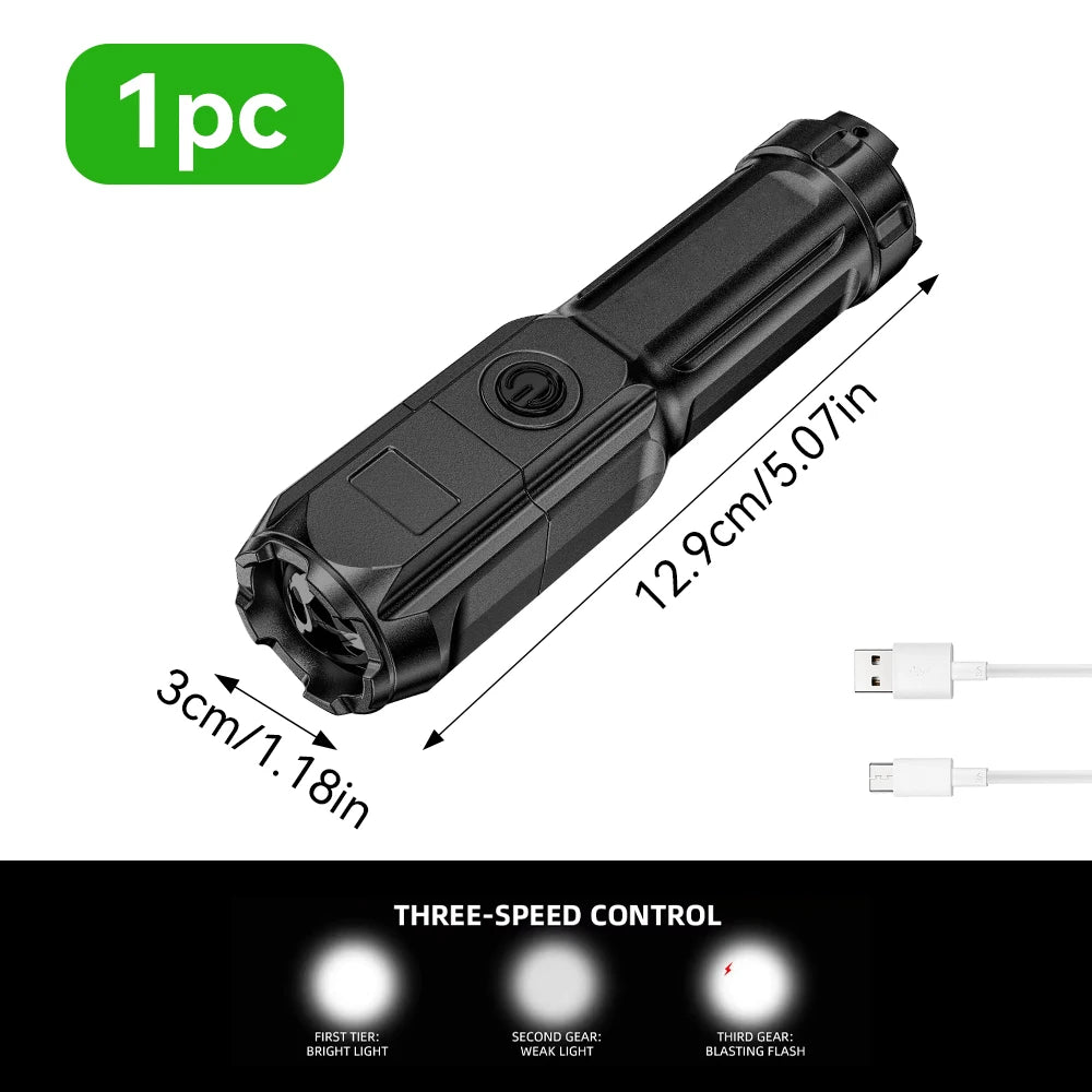 Mini COB Nøgleringslygte | 4 Lysindstillinger | Magnetfod & Stativ | USB Genopladelig Nødlommelygte