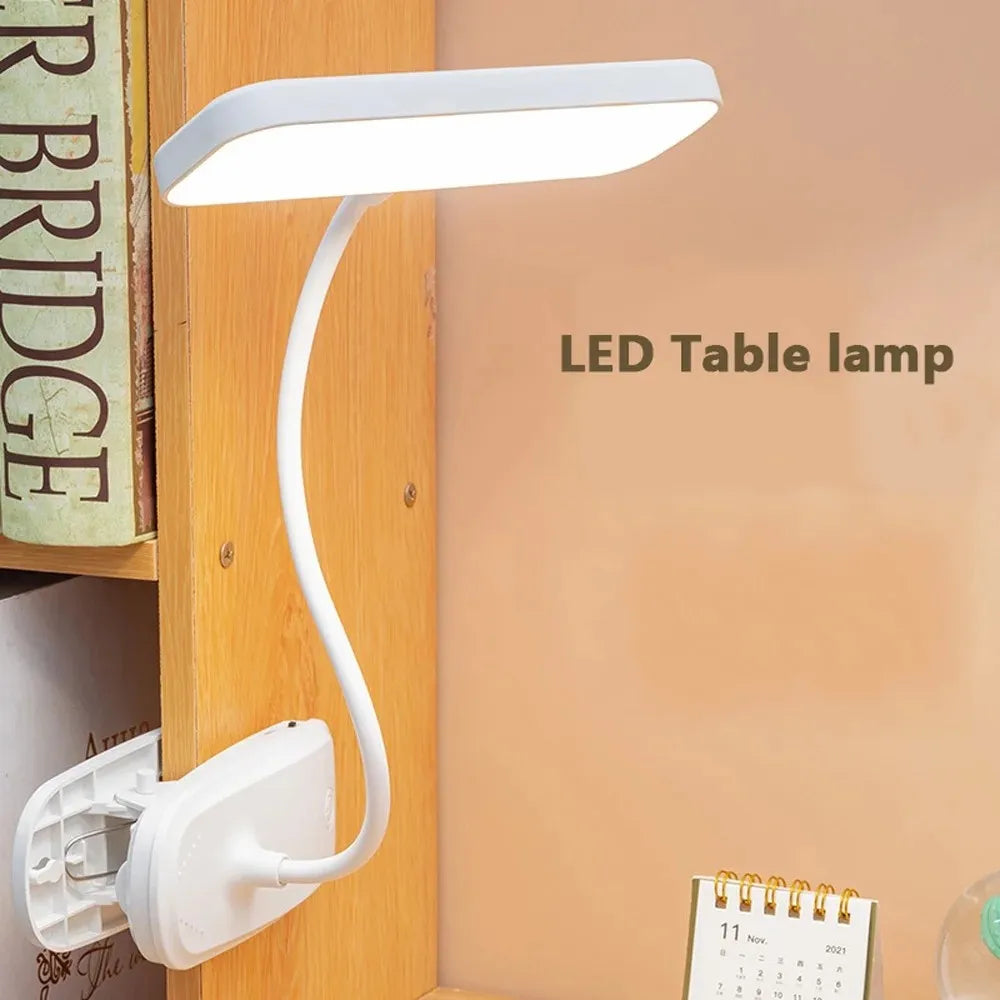360° Fleksibel LED Bordlampe | USB Dæmpbar m. Klemme | Øjenbeskyttelse til Læsning & Arbejde