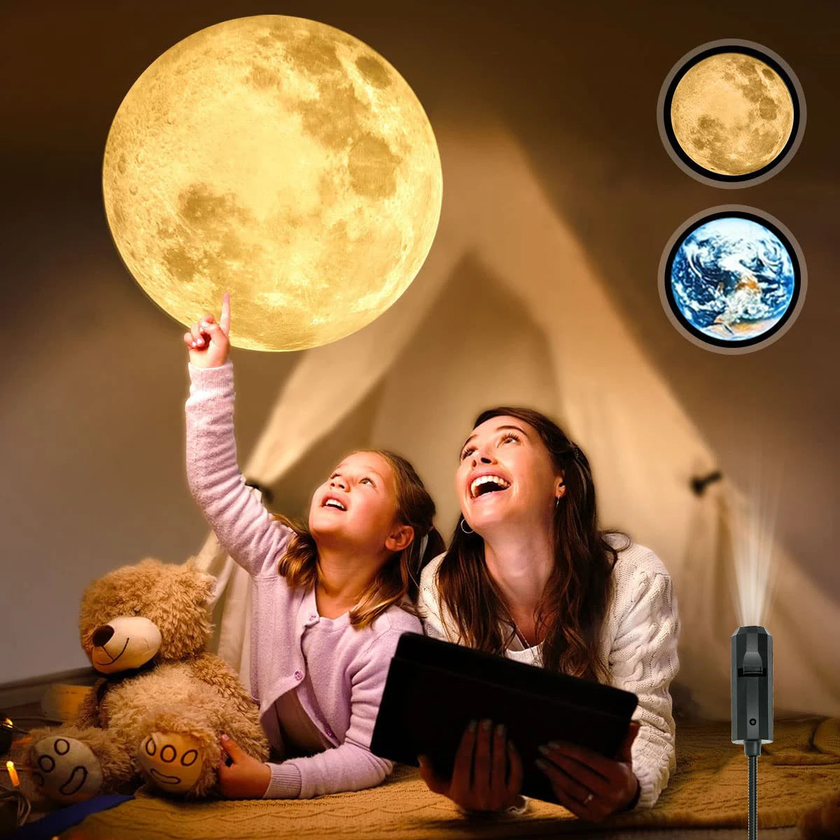 USB Loft Projektionslampe – Måne & Jord Atmosfærelys