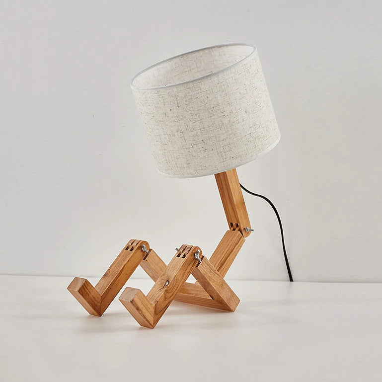 Træ Robot Bordlampe | Kreativ Moderne Læselampe & Dekorativ Natlampe