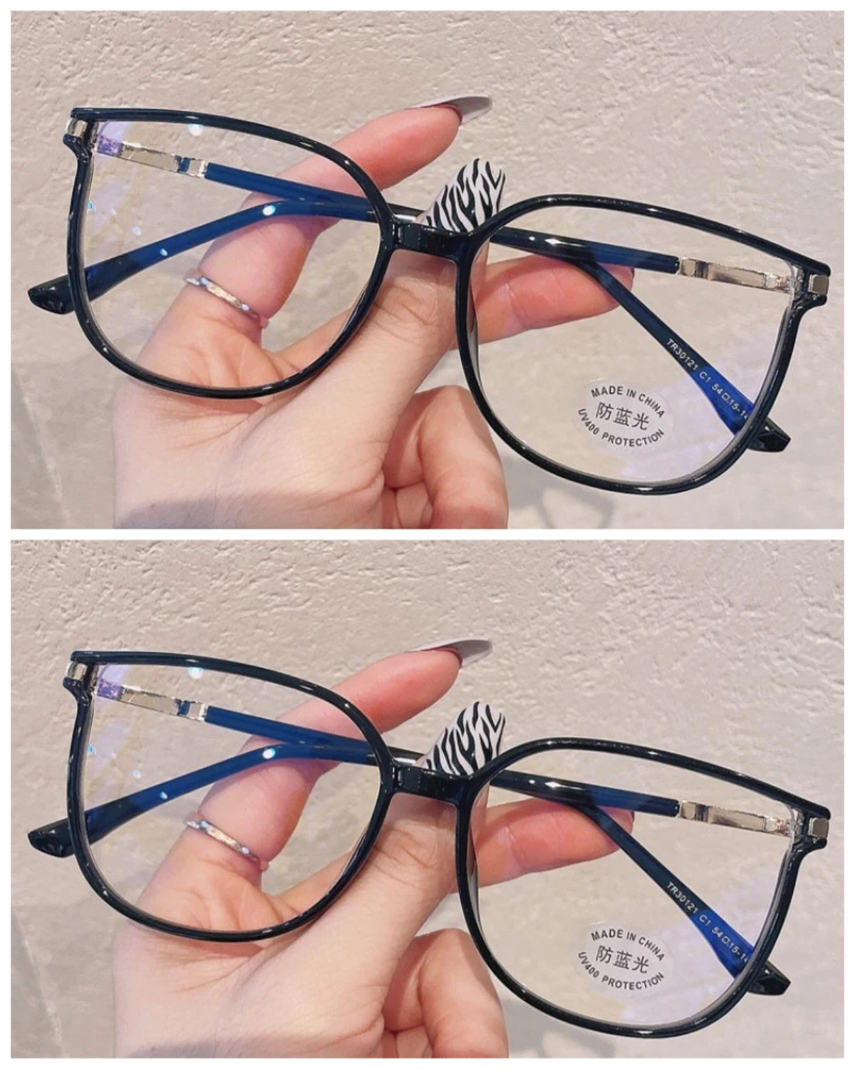 Mode læsebrille +100 til +400 med anti-blåt lys filter – Ovalt design til damer & unisex