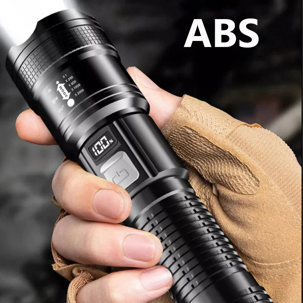 Super Bright LED Lommelygte | 1.600.000 LM | USB Genopladelig | Vandtæt & Lang Rækkevidde | Taktisk Lanterne til Outdoor