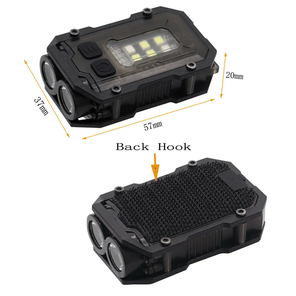 Taktisk Mini-EDC lommelygte | USB-opladelig | Sikkerhedslys til rygsæk og hjelm