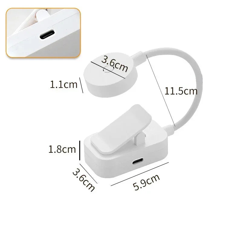 Bærbar LED Boglampe | Clip-on Læselampe | 3 Lysfarver & Dæmpbar | USB Opladning