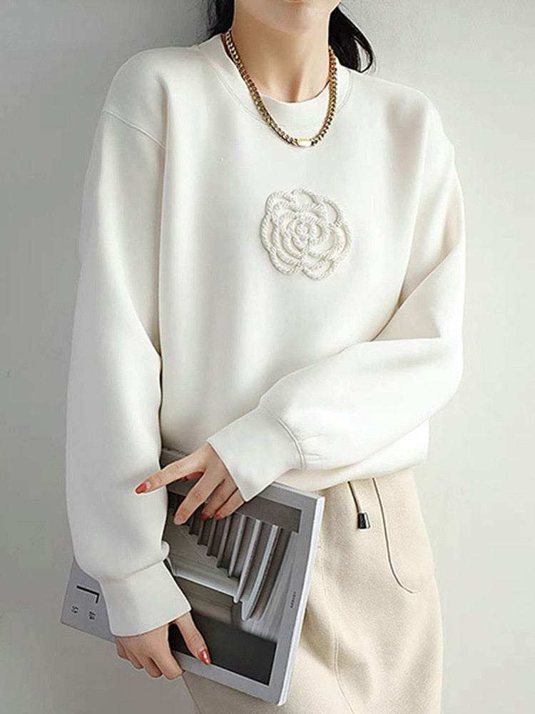 Nina - Patchwork-sweatshirts med lange ærmer og O-udskæring