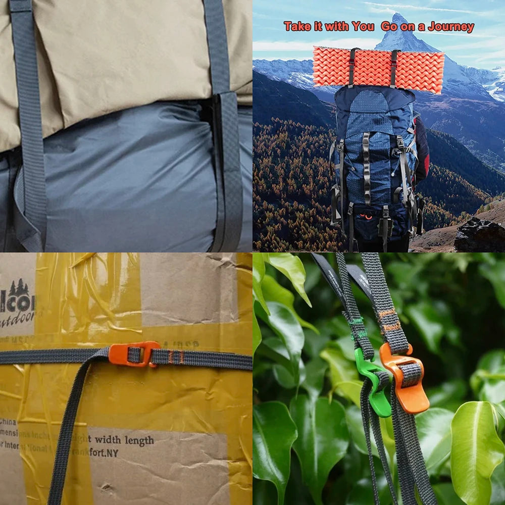 Outdoor Bagage- & Klimriem met Snelsluiting | 200 cm Nylon Riem met RVS Haak | Sterk & Multifunctioneel