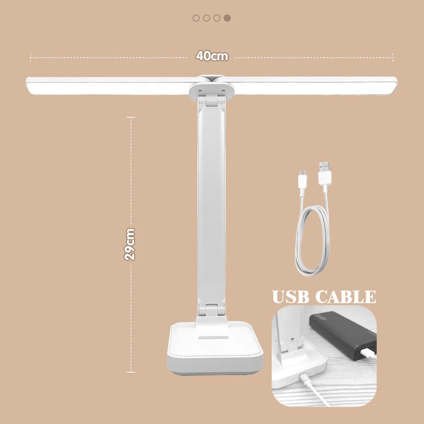 LED-bordlampe | 3-trins dæmpbar og berøringsbetjent | USB-opladelig | Foldbar natlampe