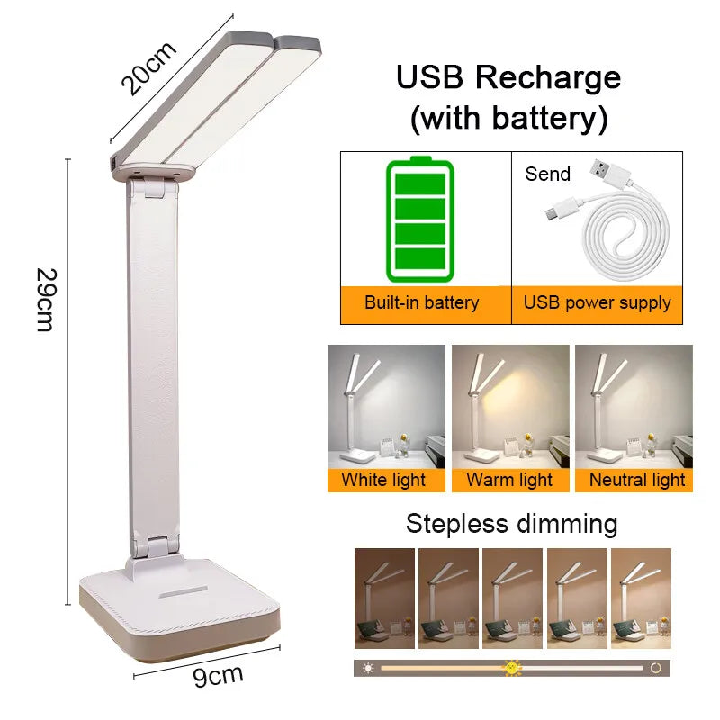 LED-bordlampe | 3-trins dæmpbar og berøringsbetjent | USB-opladelig | Foldbar natlampe