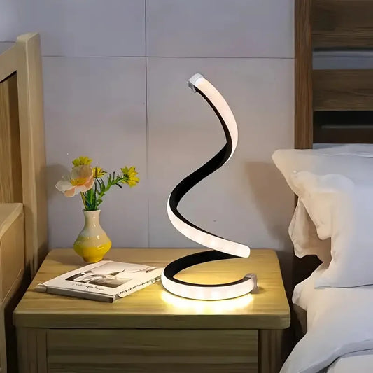 Spiralformet LED Bordlampe | USB Natbordslampe med 3 Lysfarver