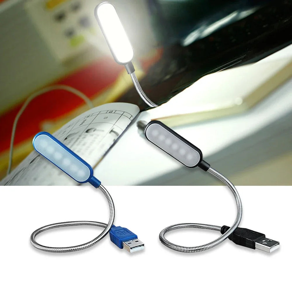 Mini USB LED Boglampe | Fleksibel & Bærbar | 6 LED Lys | Til Laptop & Powerbank