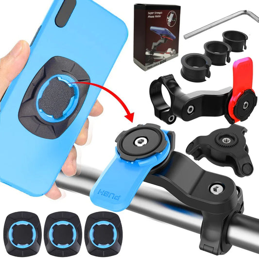 Mobilholder til Cykel & Motorcykel | Stødsikker & 360° Drejbar | Til 4,7–7,2" Smartphones | Universel Montering