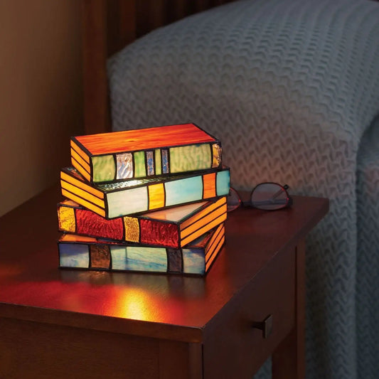 LumiBook - boglampe i farvet glas i Tiffany-stil