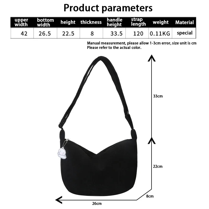 Stor Skuldertaske Dame i Cordura – Rummelig Crossbody Taske til Hverdag og Fritid-6