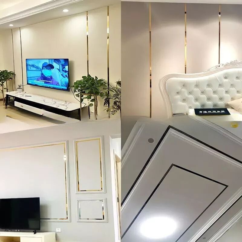Minimalistisk Vægklistermærke i Rustfrit Stål – Vandtæt, 3x244 cm, Elegant Guld Design til Stue og Indendørs Brug-3