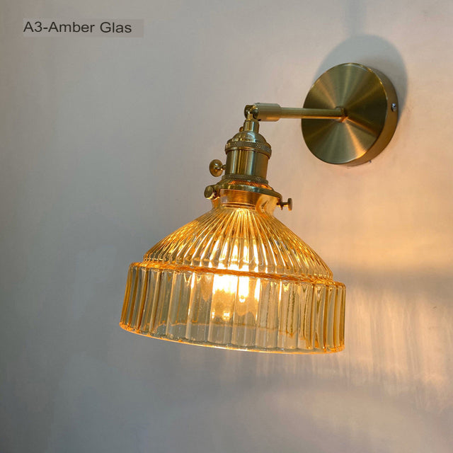 Scandinavisk Vintage Væglampe i Glas og Metal – Retro Design til Stue og Hyggelig Belysning-4