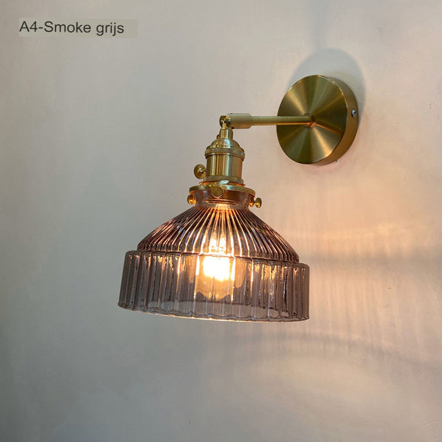 Scandinavisk Vintage Væglampe i Glas og Metal – Retro Design til Stue og Hyggelig Belysning-5
