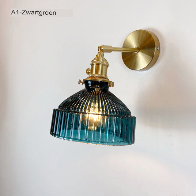 Scandinavisk Vintage Væglampe i Glas og Metal – Retro Design til Stue og Hyggelig Belysning-2