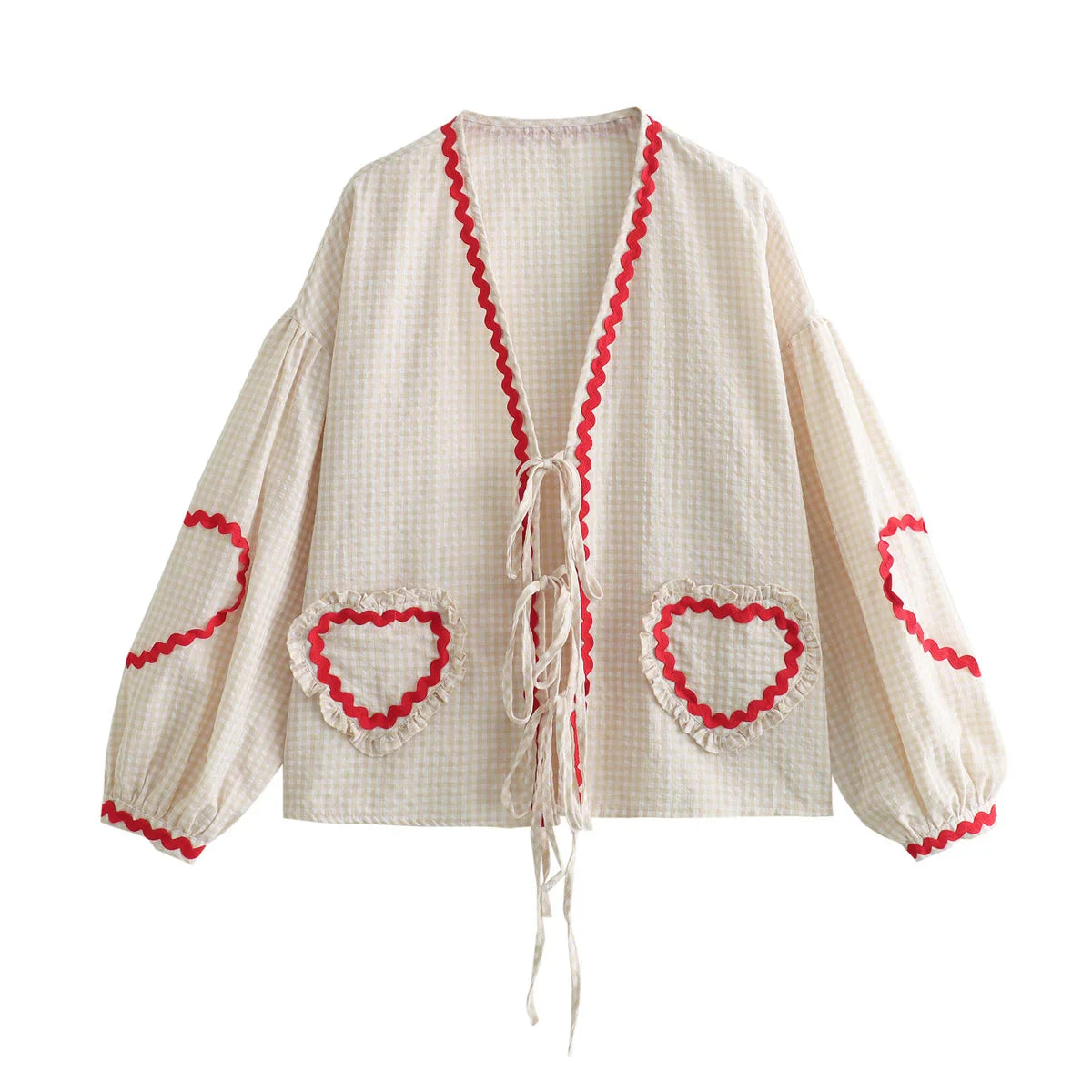 Elara - Sød Bluse med Hjerteprint