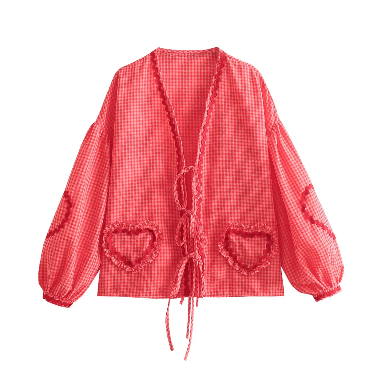 Elara - Sød Bluse med Hjerteprint