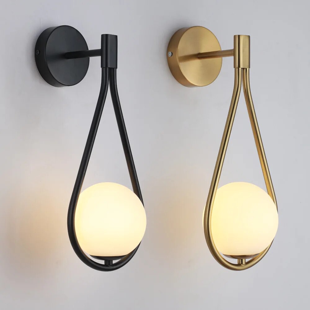 Moderne Væglampe i Sort og Guld – Minimalistisk Design til Stue og Kontor, Stærk Lysudbytte, Jern og Glas-2