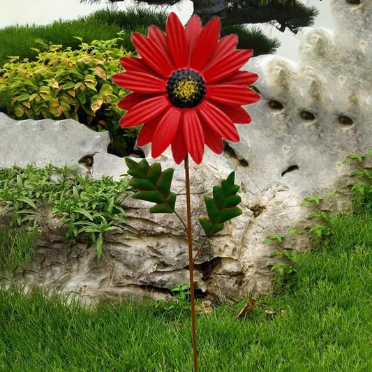 Farverig Metal Vindmølle Dekoration til Have – 20 cm Diameter, 69 cm Høj, Vejrbestandig Jern, Multifarvet Design-1