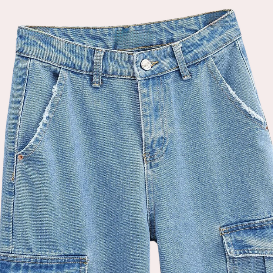 Georgia - Casual denim cargo-bukser til kvinder | Behagelige at have på