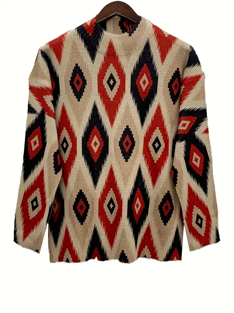 Camila - Print-jumper med stand-up-krave | Komfort og stil i ét
