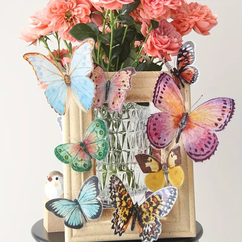 ButterflyGlow - 36 stykker 3D akvarel-sommerfugle