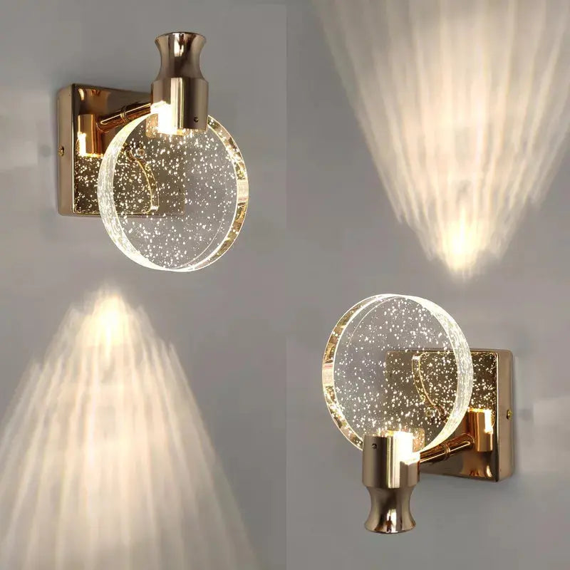 Dæmpbar Ronde LED-vandlampe i Metal med Glasring – Guld/Sølv, Medium og Stor, Energibesparende 6W Belysning-1
