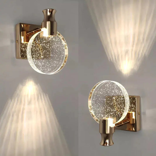 Dæmpbar Ronde LED-vandlampe i Metal med Glasring – Guld/Sølv, Medium og Stor, Energibesparende 6W Belysning-1