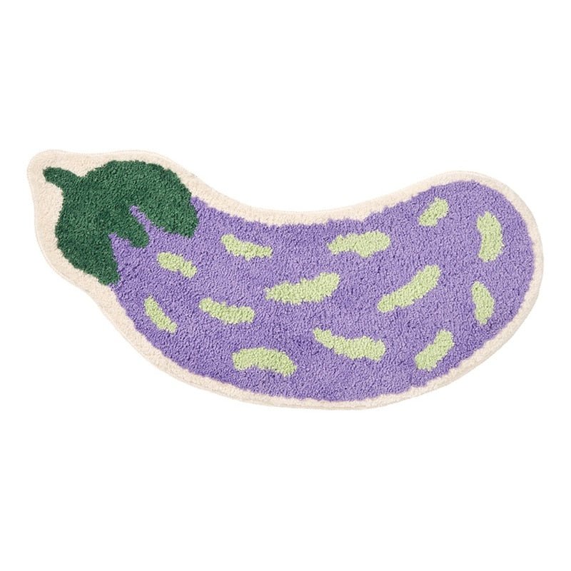 FruityStep | Skridsikre aubergine- og bananbadeværelsesmåtter - blødt, holdbart og levende design til badeværelser