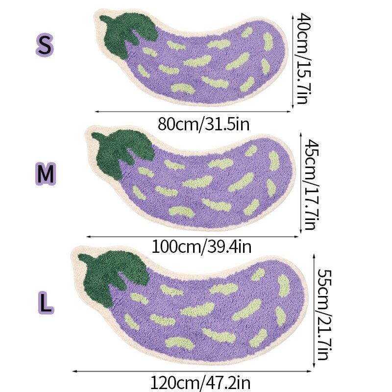 FruityStep | Skridsikre aubergine- og bananbadeværelsesmåtter - blødt, holdbart og levende design til badeværelser