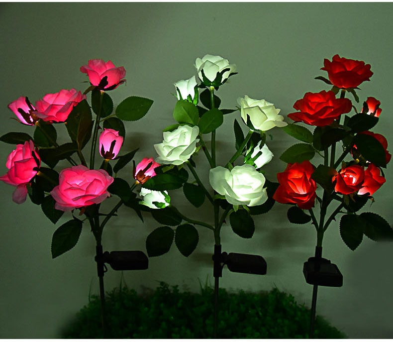 LumiRose - Solar LED rosenblomst natlampe til haven