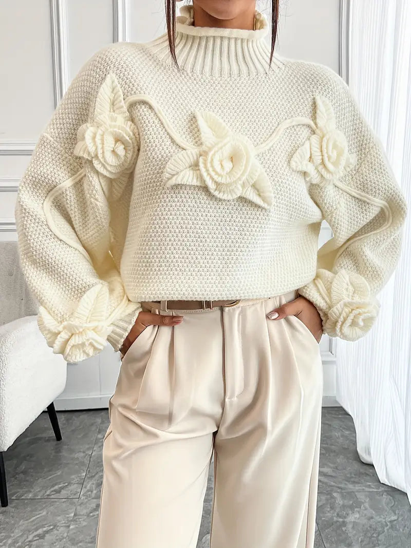 Soraya - Elegant rullekravetrøje med blomstermønster til kvinder