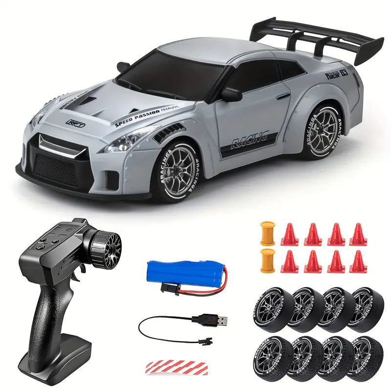 DriftMaster - 1:24 RC Drift Car - Fjernstyret 4WD-racerbil med LED-lys og genopladeligt batteri