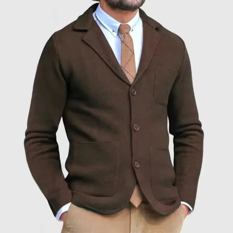 Caspian - Cardigan til mænd med reverskrave og knapper - Slim fit med flere lommer