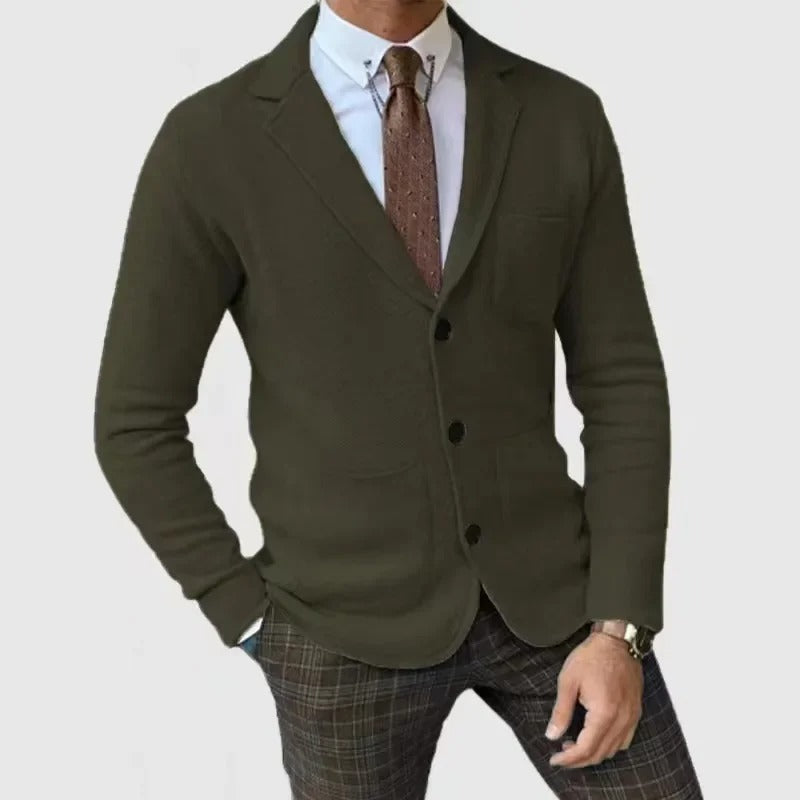 Caspian - Cardigan til mænd med reverskrave og knapper - Slim fit med flere lommer